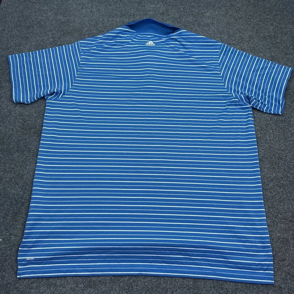 adidas Climalite Polo Shirt Mens Size 2XL XXL Blue‎ Striped Golf Active